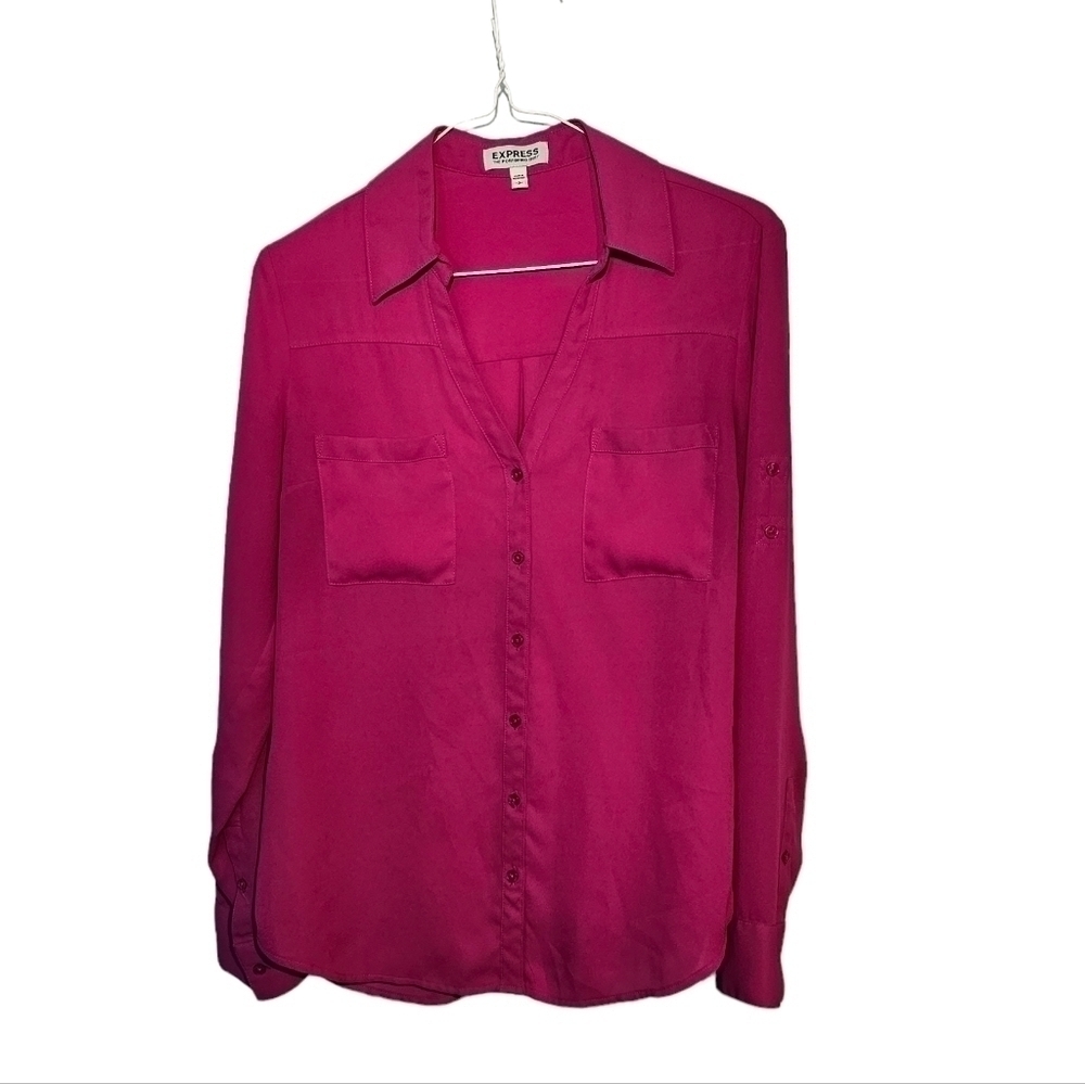 Express Pink Long Sleeve Portofino Dress Shirt Size Small